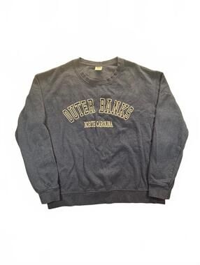 Outer Banks North Carolina Crazy Apparel Crewneck Sweatshirt Blue Size Large